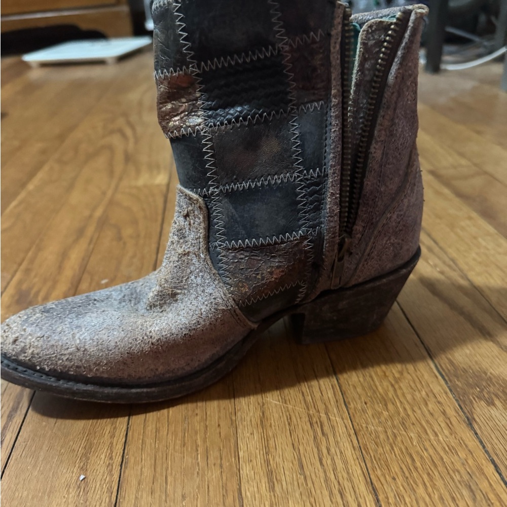 Patchwork Cowboy Boots With Zipper - image 1